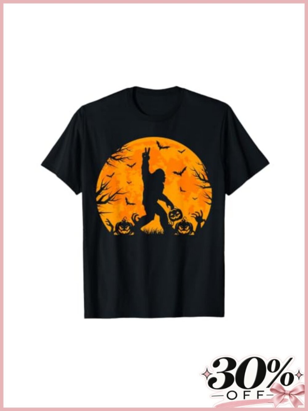 Funny Bigfoot Sasquatch Pumpkin Halloween T-Shirt Men's Short Sleeve Tee